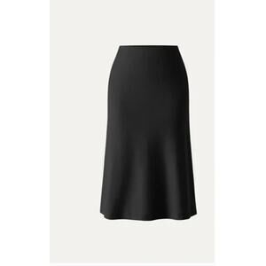 OGL A-Line Midi Skirt Womens Size Small Black Pull-on Pockets Suede-Like Dra NWT